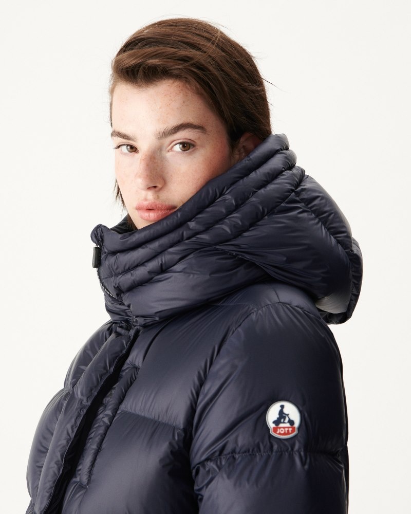 Navy JOTT Delhi Great Cold Hooded Women's Down Jackets | YFO-3636