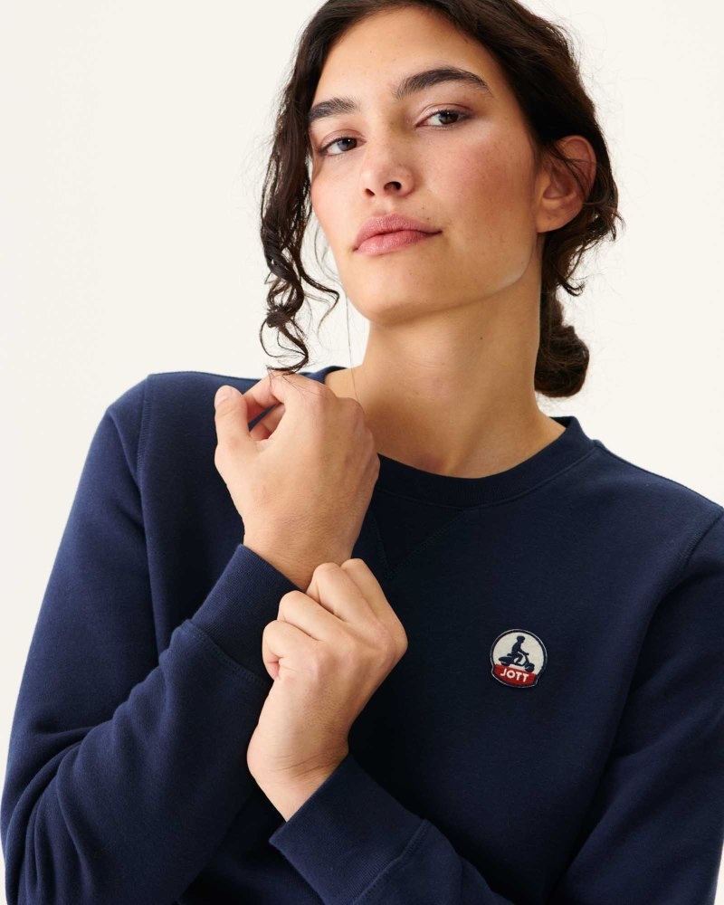 Navy JOTT Elvas Organic Cotton Women's Sweatshirts | YQE-3674