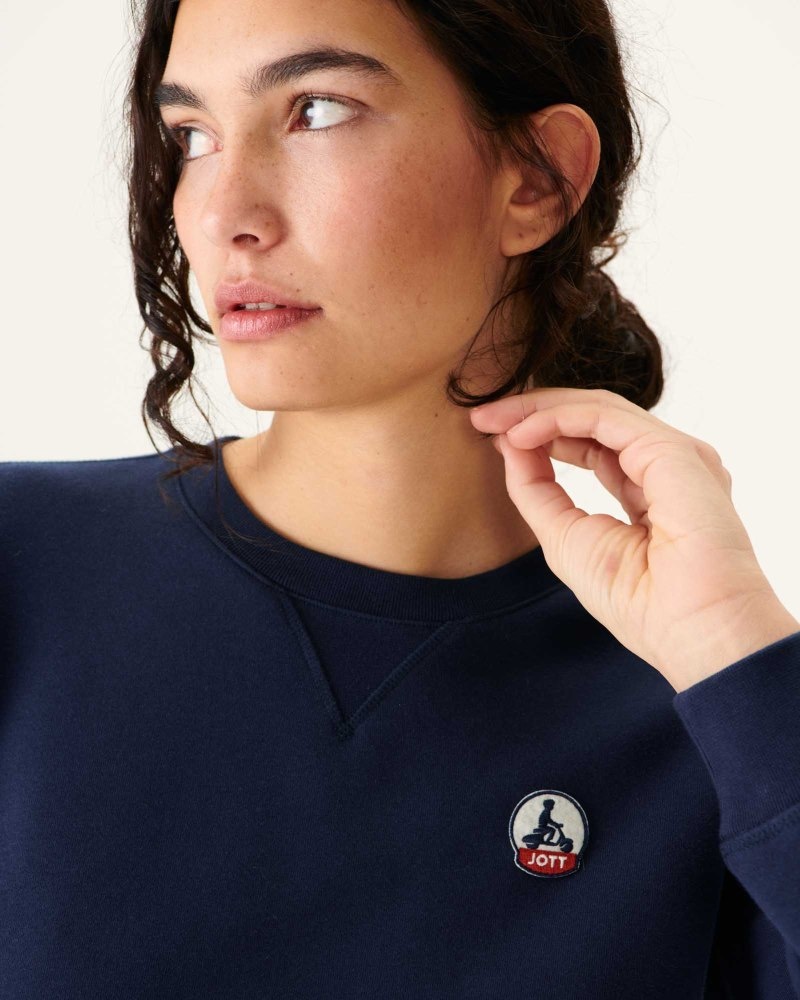 Navy JOTT Elvas Organic Cotton Women's Sweatshirts | YQE-3674