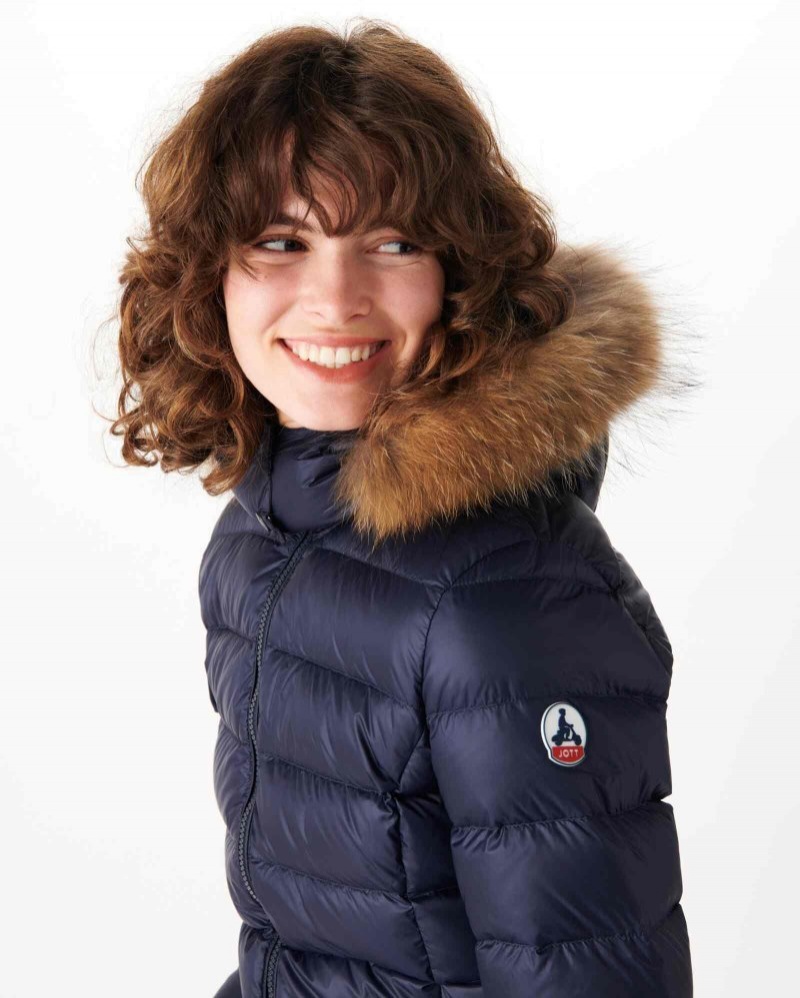 Navy JOTT Extreme Cold Luxe Hooded Women's Down Jackets | QNV-4782