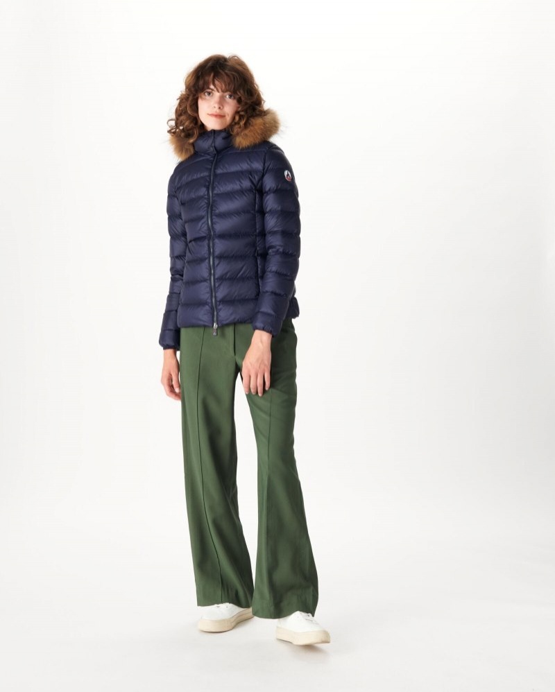 Navy JOTT Extreme Cold Luxe Hooded Women's Down Jackets | QNV-4782