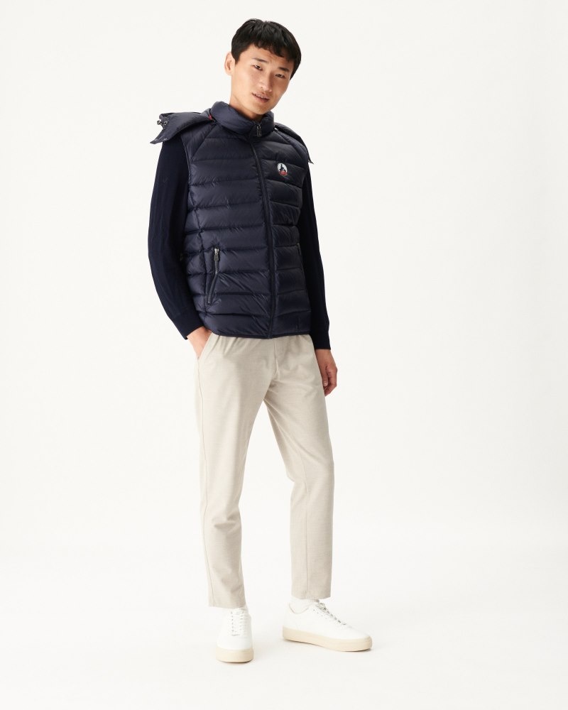 Navy JOTT Grand Cold Sleeveless Men's Down Jackets | MYZ-0969