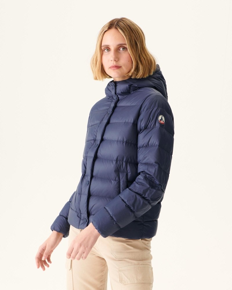 Navy JOTT Jane Straight Hooded Women's Puffer Jackets | XJG-5822