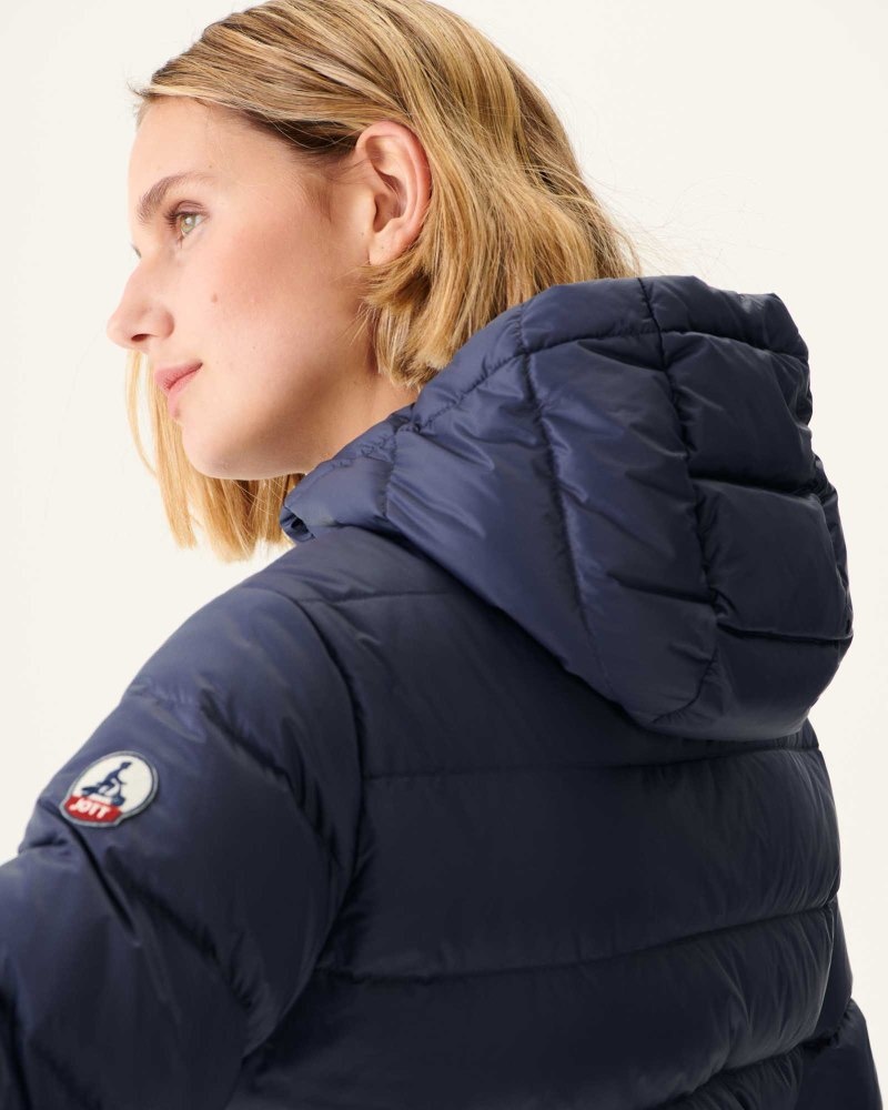 Navy JOTT Jane Straight Hooded Women's Puffer Jackets | XJG-5822