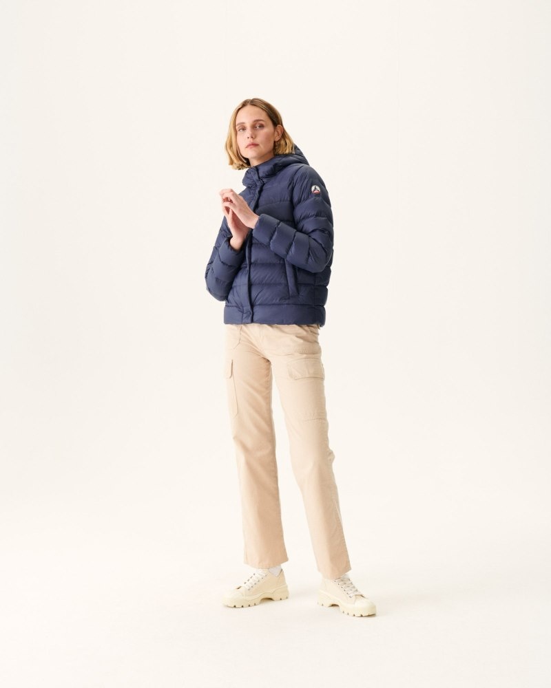 Navy JOTT Jane Straight Hooded Women's Puffer Jackets | XJG-5822