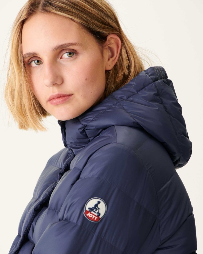 Navy JOTT Jane Straight Hooded Women's Puffer Jackets | XJG-5822