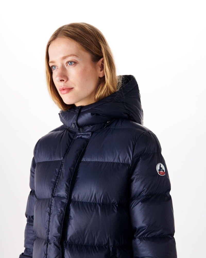 Navy JOTT Karachi Grand Cold Long Hooded Women's Down Jackets | UFD-8005