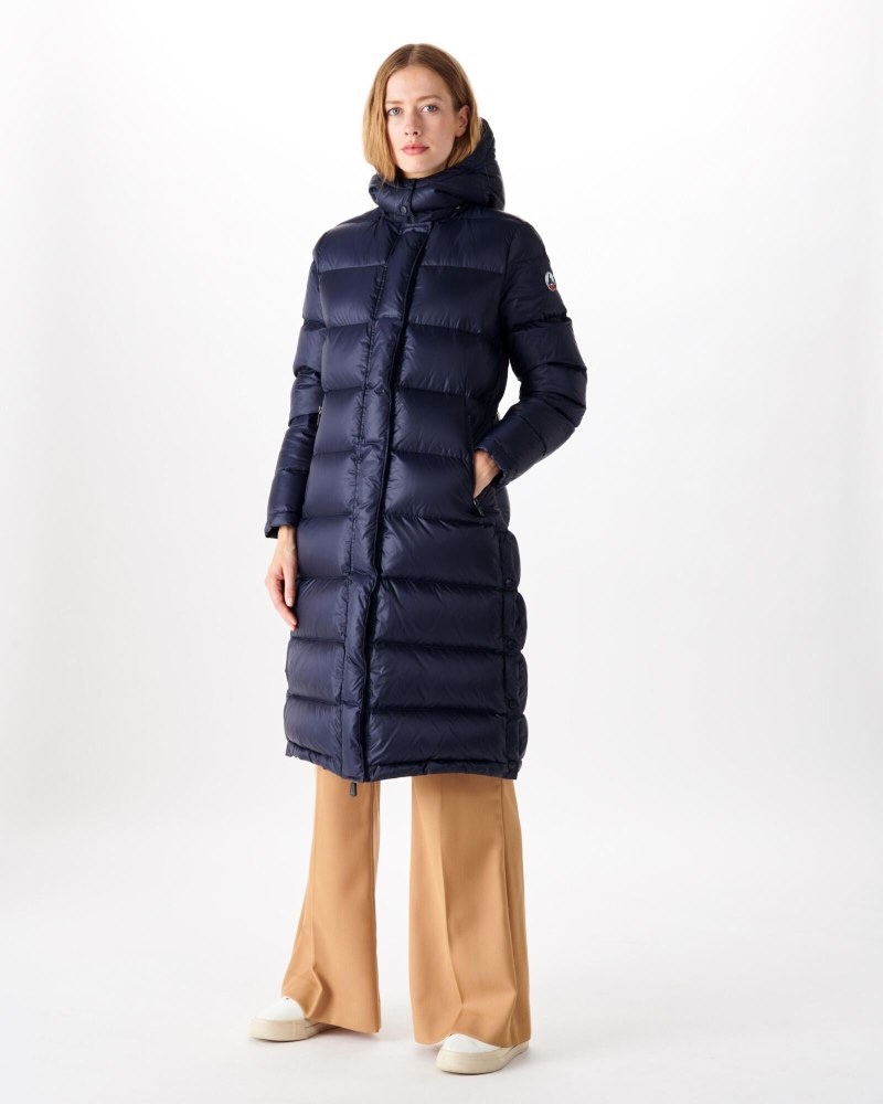 Navy JOTT Karachi Grand Cold Long Hooded Women's Down Jackets | UFD-8005