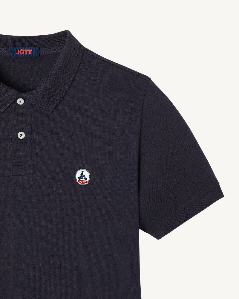 Navy JOTT Marbella Organic Cotton Men's Polo Shirts | QVA-2509