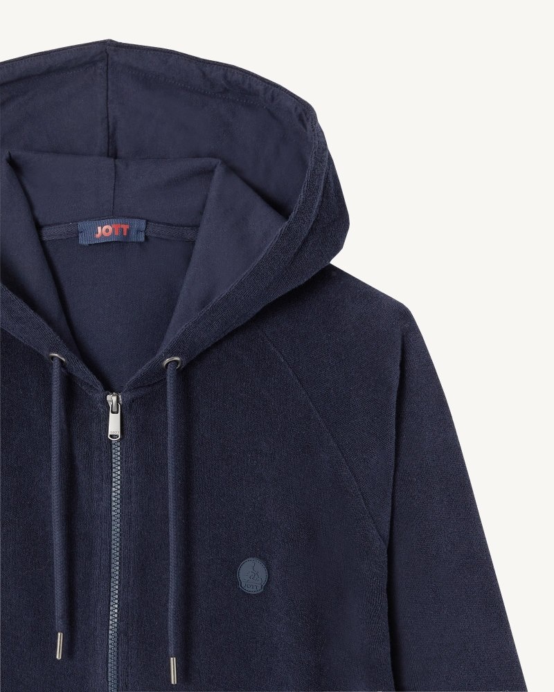 Navy JOTT Nazare Zipped Hooded Men's Jackets | HCY-2766