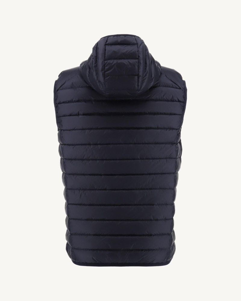 Navy JOTT Pat Hooded Sleeveless Men's Down Jackets | AXZ-5281