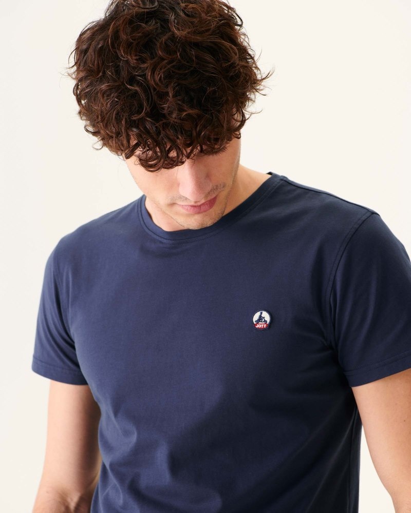 Navy JOTT Pietro Organic Cotton Men's T Shirts | TCO-1420