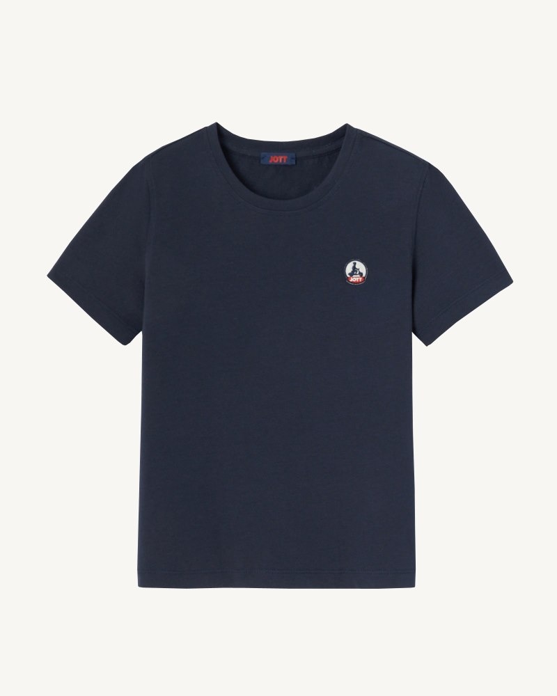 Navy JOTT Rio Round Neck Cotton Kids\' T Shirts | EBE-5069