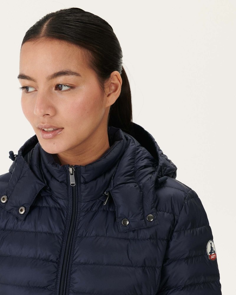 Navy JOTT Vero Long Hooded Women's Puffer Jackets | MHA-1805