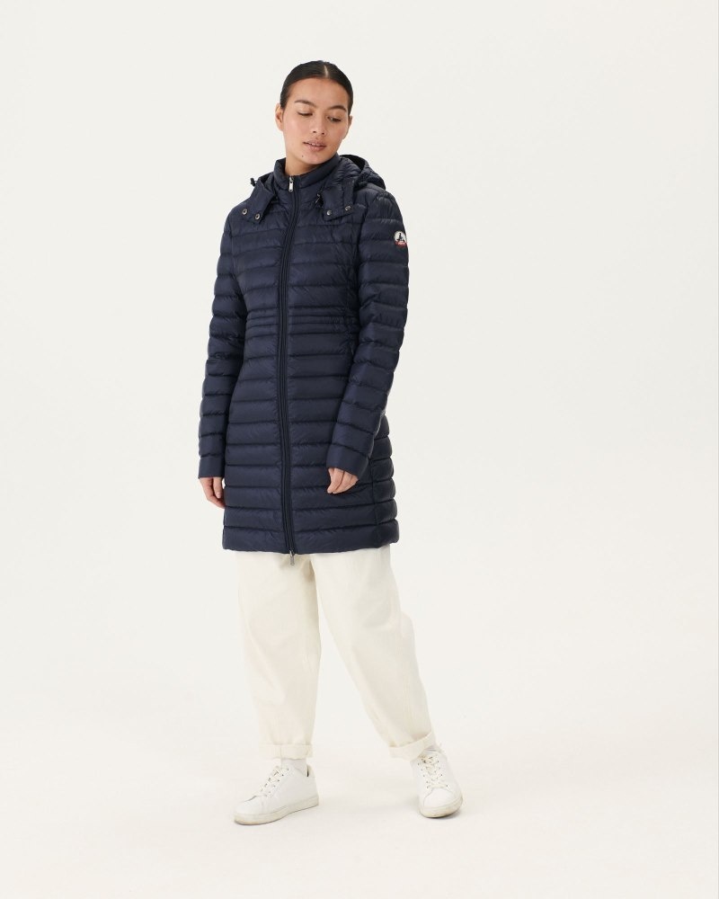 Navy JOTT Vero Long Hooded Women's Puffer Jackets | MHA-1805