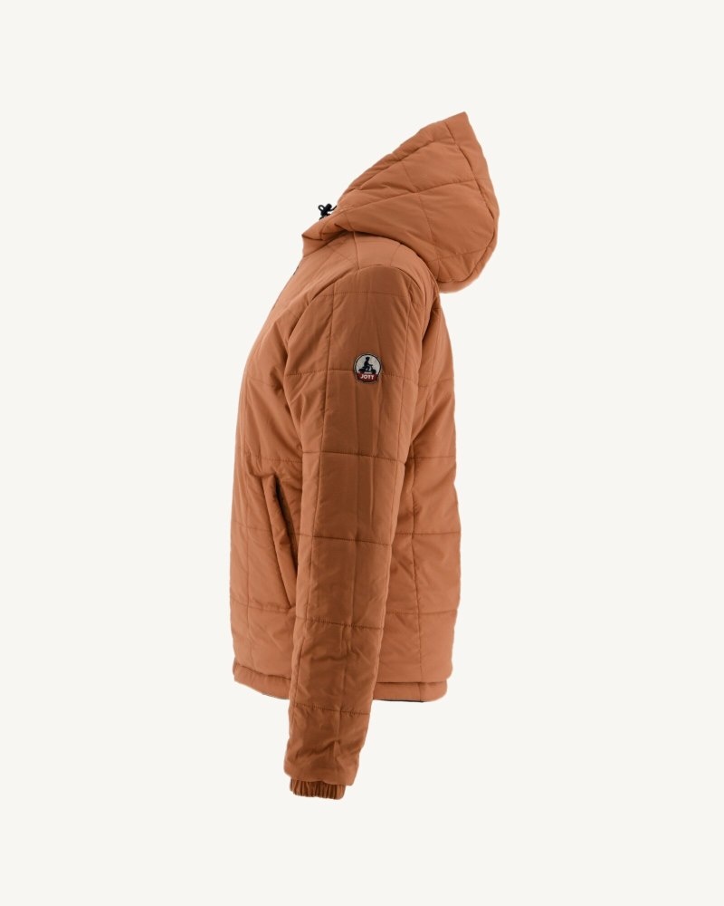 Navy / Brown JOTT Kara Reversible Hooded Ultralight Women's Down Jackets | TUJ-9888