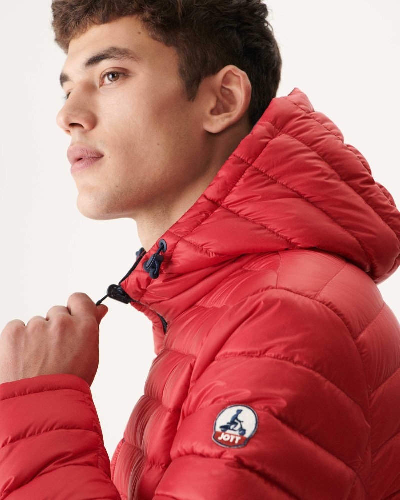 Navy / Red JOTT Bergen Reversible Hooded Men's Down Jackets | JHG-7771