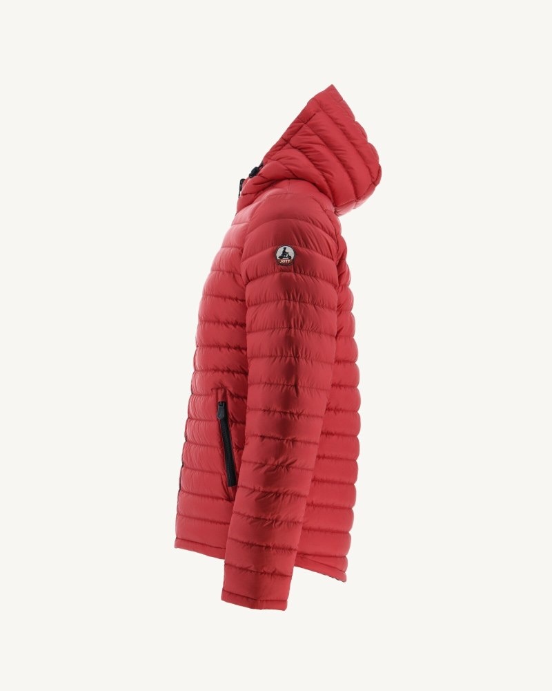 Navy / Red JOTT Bergen Reversible Hooded Men's Down Jackets | JHG-7771