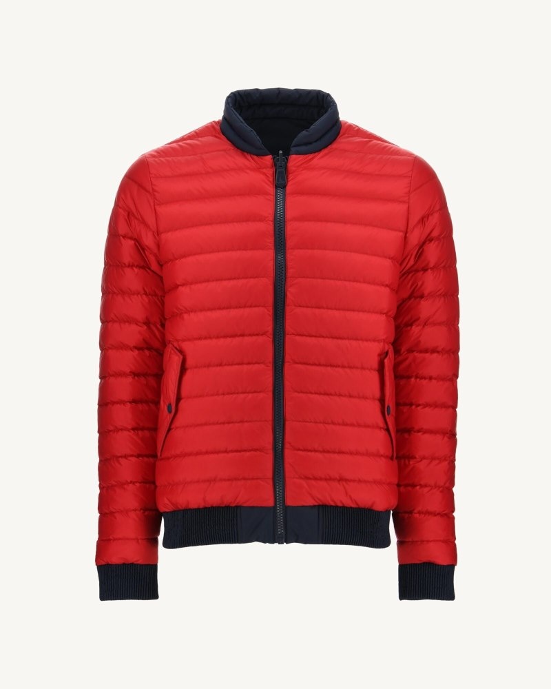 Navy / Red JOTT Bombay Reversible Men's Down Jackets | KLN-7352