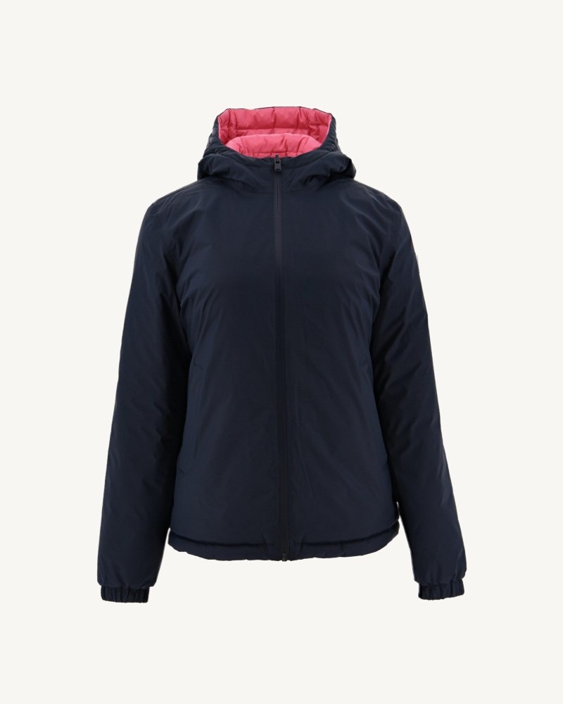 Navy / Rose JOTT Vienne Reversible Hooded Women's Down Jackets | WJD-1984