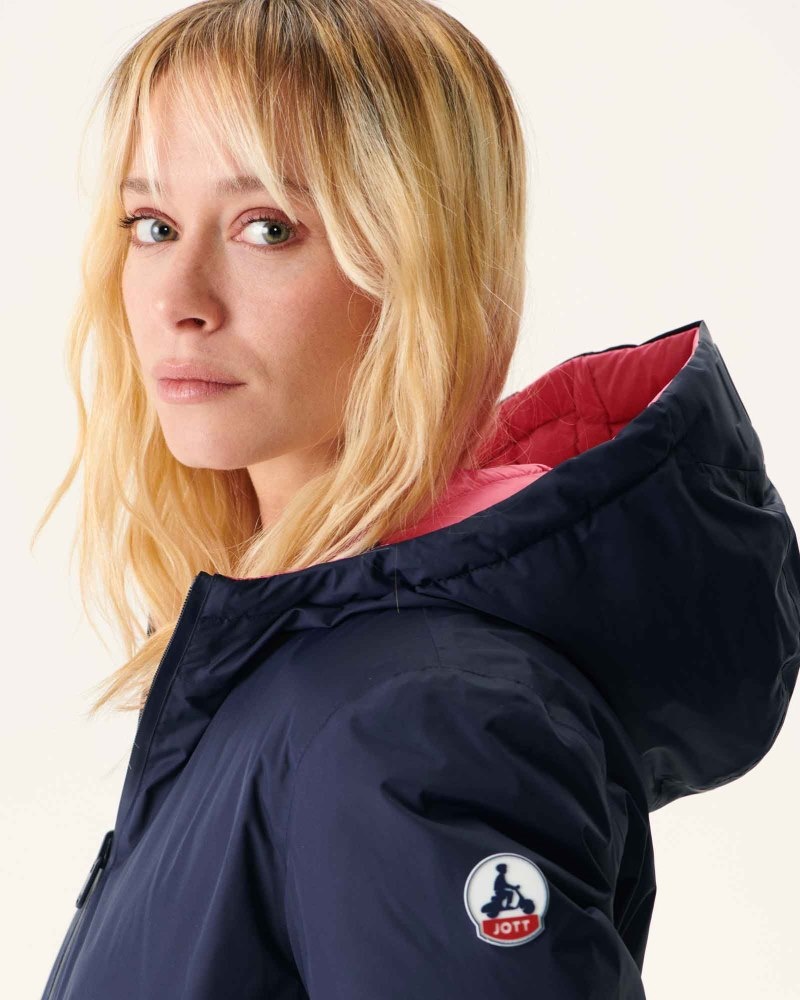 Navy / Rose JOTT Vienne Reversible Hooded Women's Down Jackets | WJD-1984