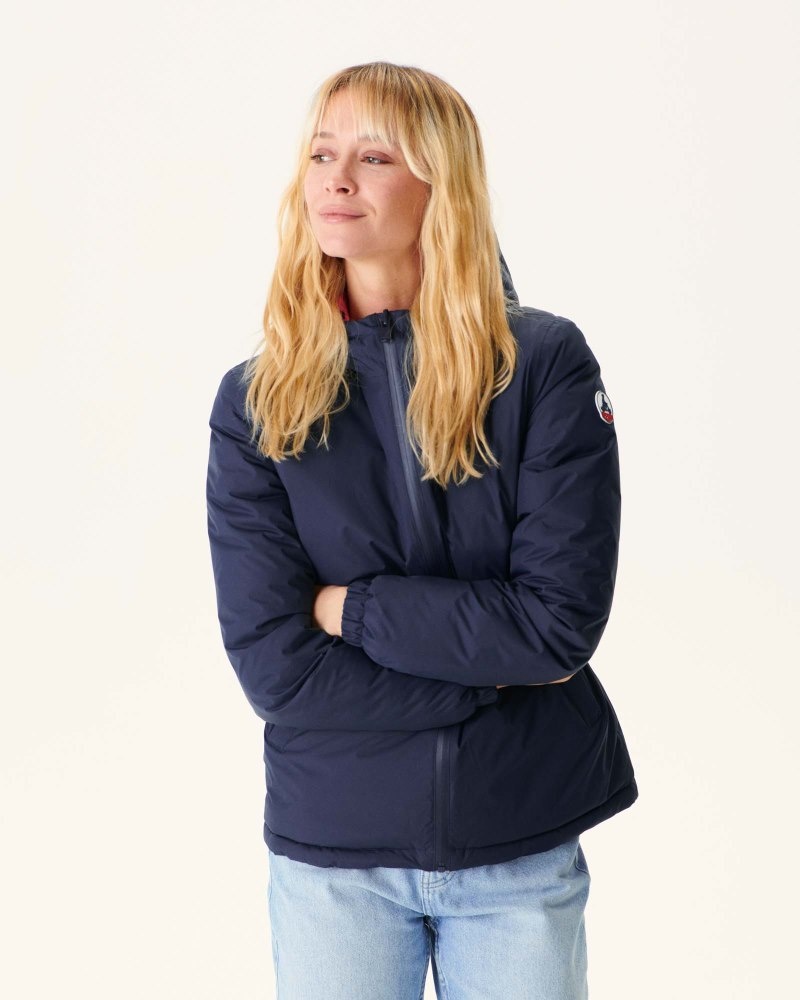 Navy / Rose JOTT Vienne Reversible Hooded Women\'s Down Jackets | WJD-1984