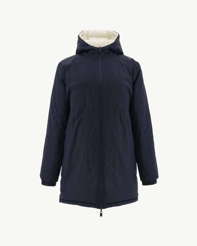 Navy / White JOTT Roma Long Reversible Women's Down Jackets | GVR-6675