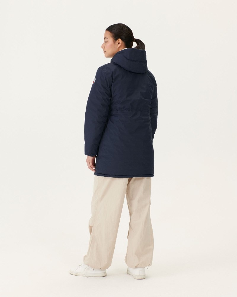 Navy / White JOTT Roma Long Reversible Women's Down Jackets | GVR-6675