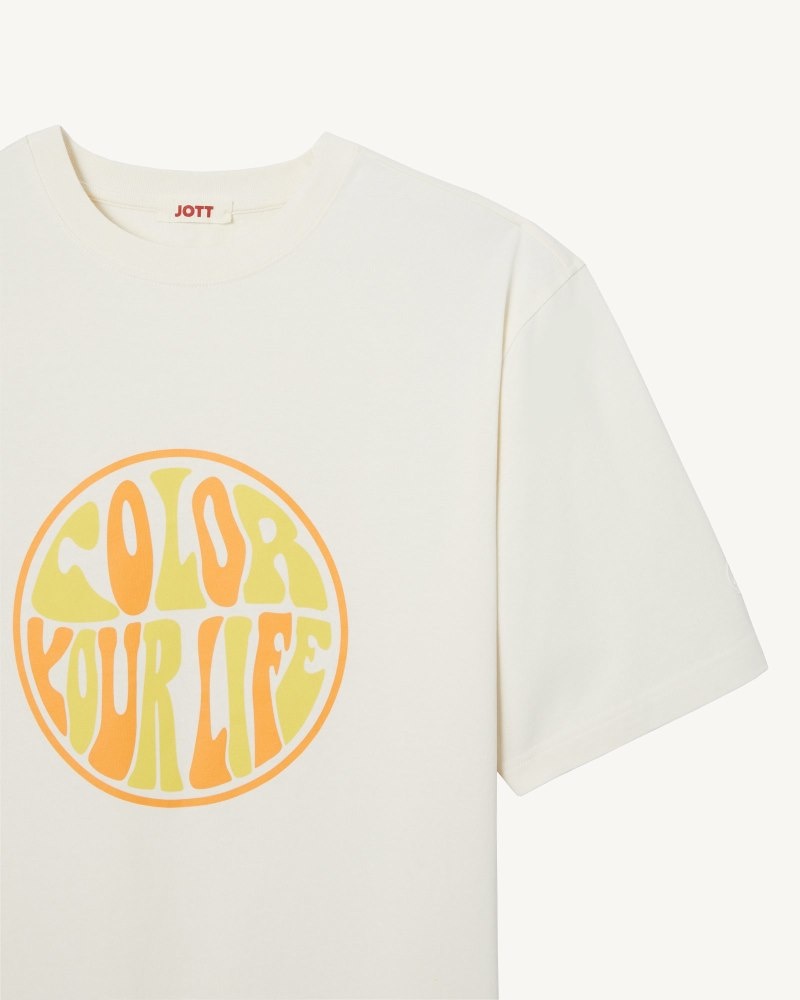 Off-white JOTT Leo Organic Cotton Men's T Shirts | BYN-3767