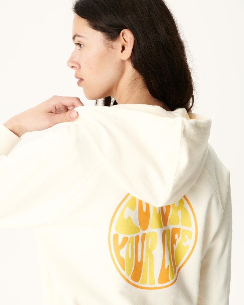 Off-white JOTT Monteria Hooded Fleece Women's Sweatshirts | BNX-8030