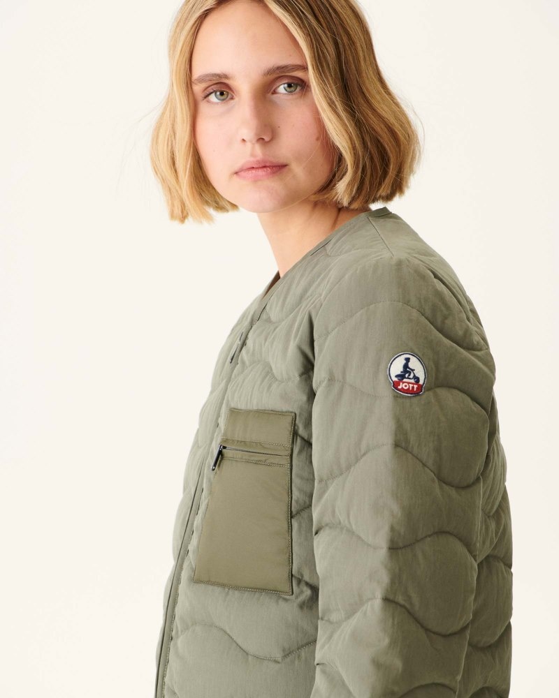 Olive JOTT Alexia V-neck Zipped Women's Jackets | WGJ-7874