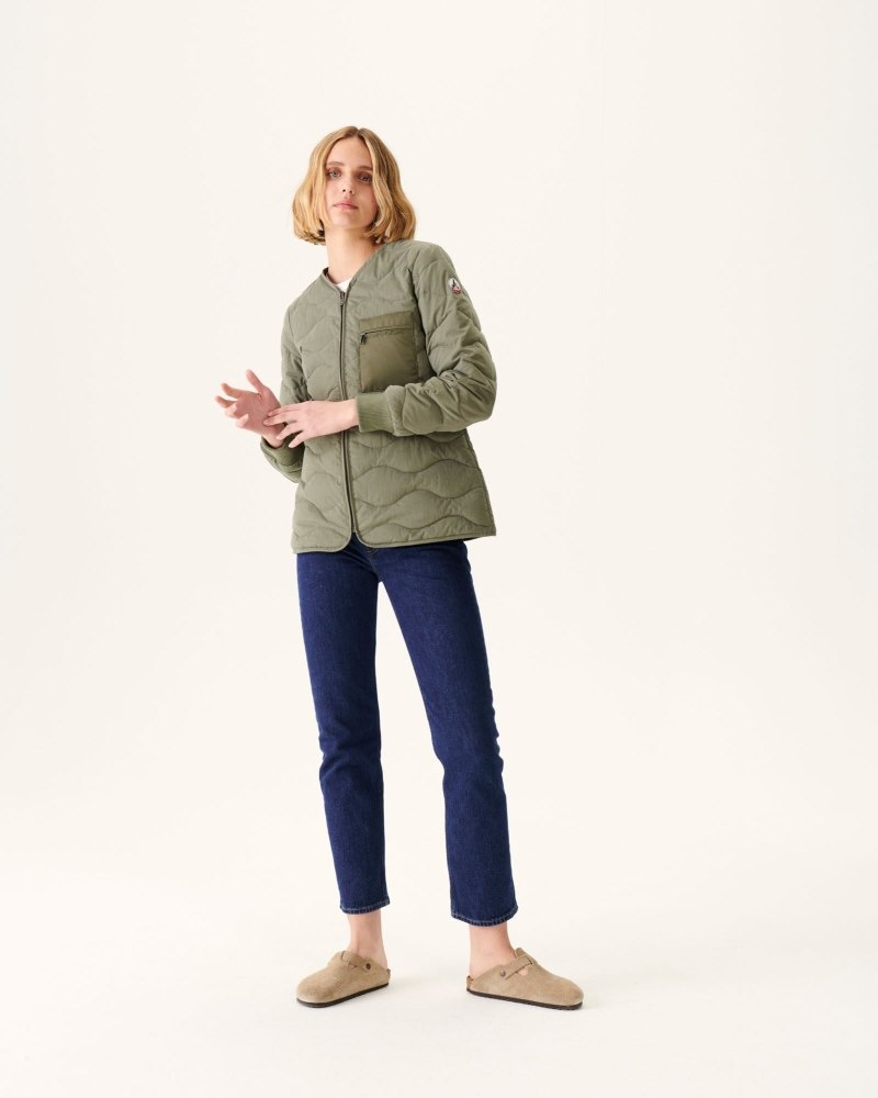 Olive JOTT Alexia V-neck Zipped Women's Jackets | WGJ-7874