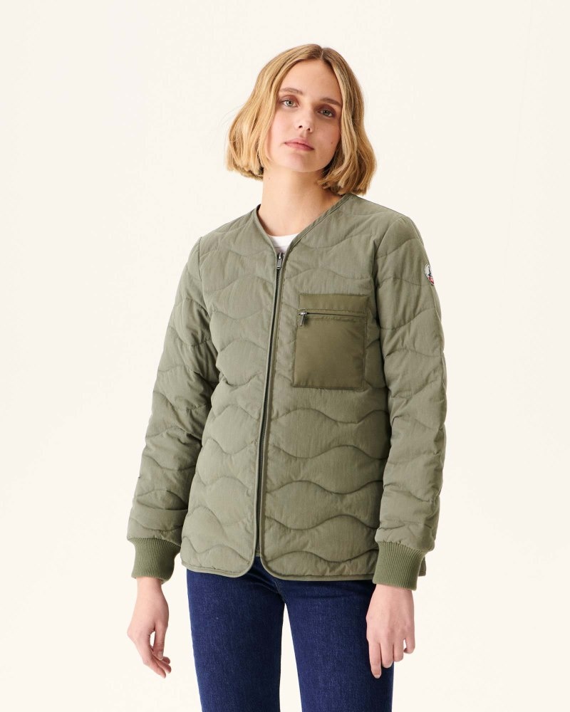 Olive JOTT Alexia V-neck Zipped Women\'s Jackets | WGJ-7874