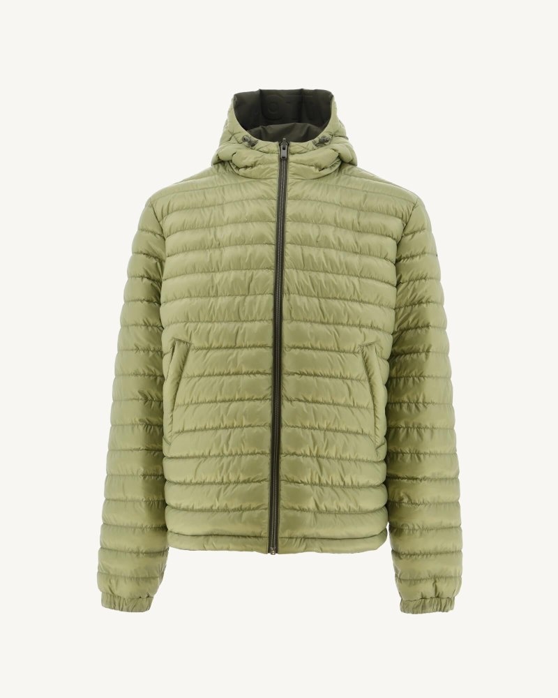 Olive JOTT Bergen Reversible Hooded Men's Down Jackets | GBD-1061