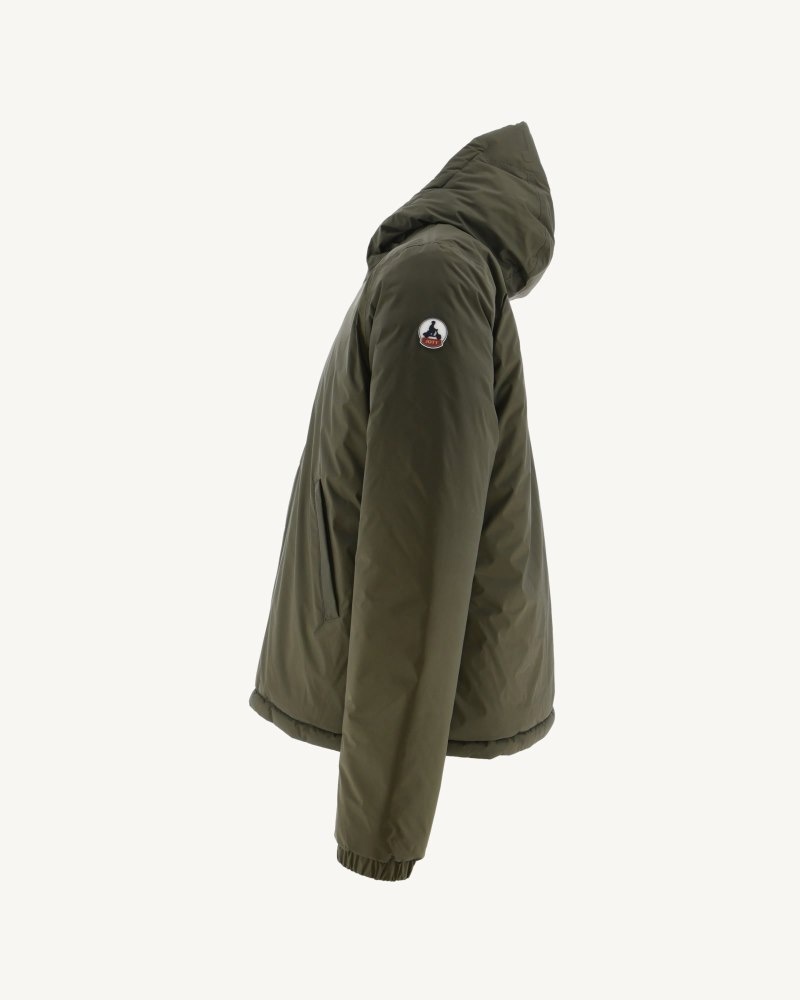 Olive JOTT Bergen Reversible Hooded Men's Down Jackets | GBD-1061