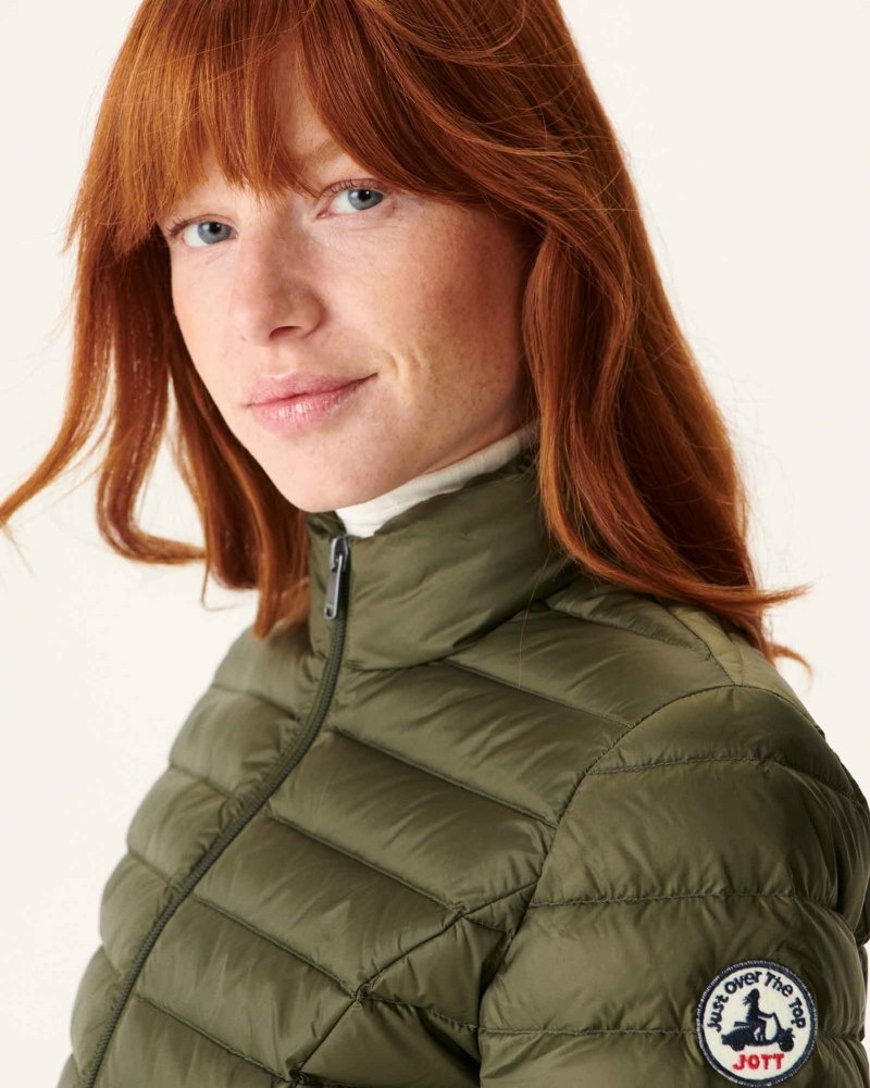 Olive JOTT Cha Lightweight Women's Down Jackets | CYD-2648