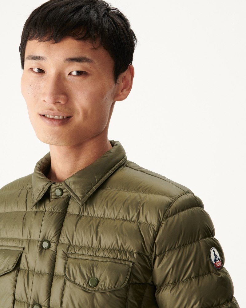 Olive JOTT Cris Lightweight Men's Down Jackets | RZF-5792