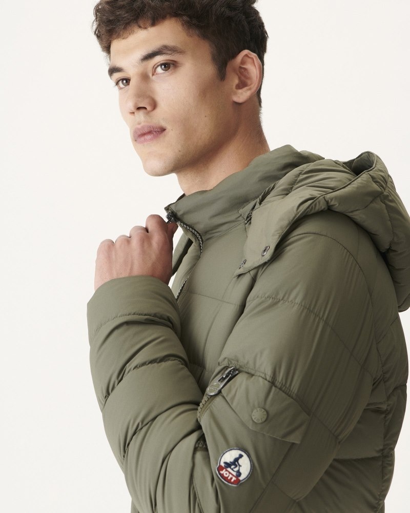 Olive JOTT Extreme Cold Adrien Hooded Men's Down Jackets | DKF-2792