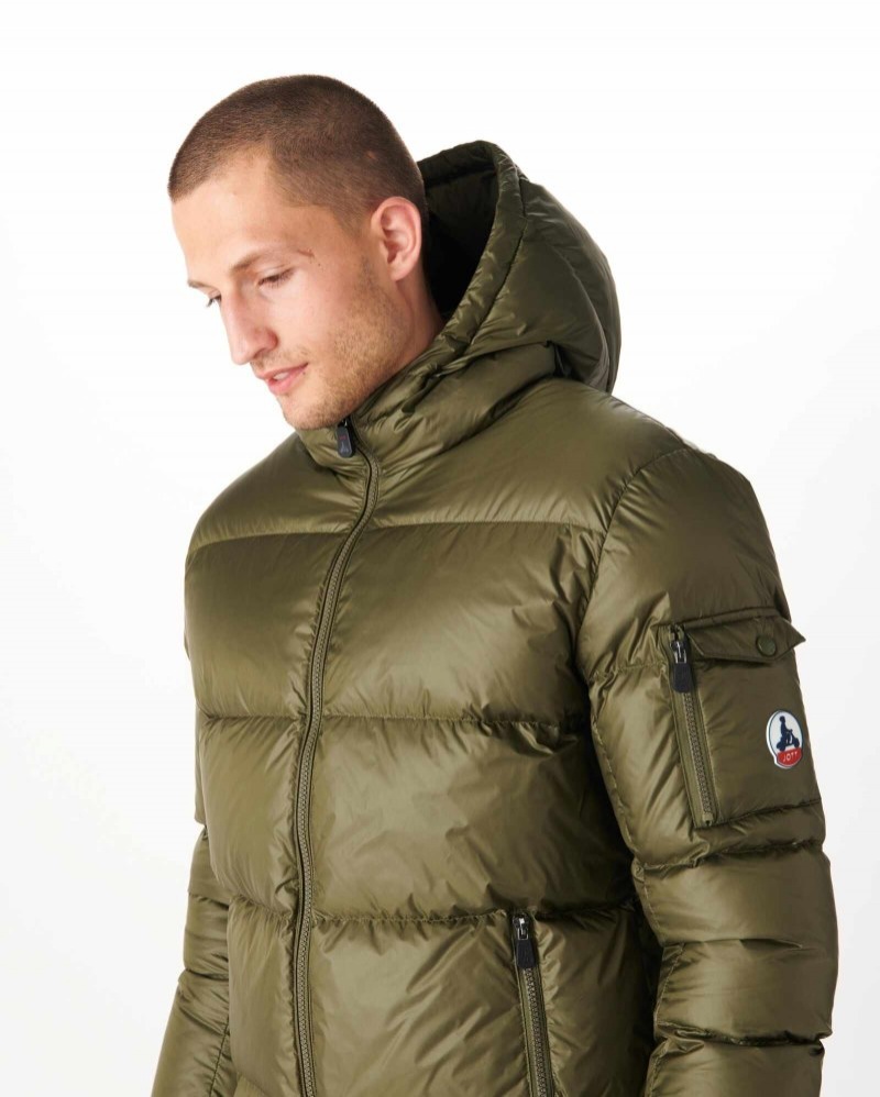 Olive JOTT Extreme Cold Java Hooded Men's Down Jackets | YCX-9642