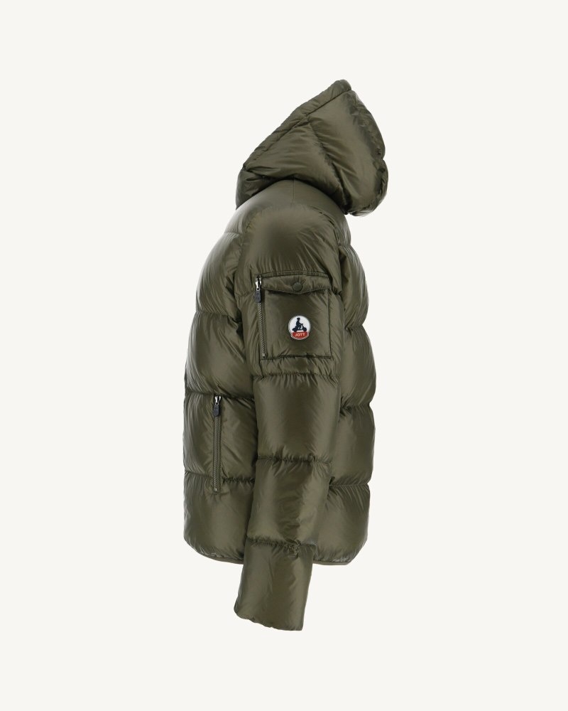 Olive JOTT Extreme Cold Java Hooded Men's Down Jackets | YCX-9642