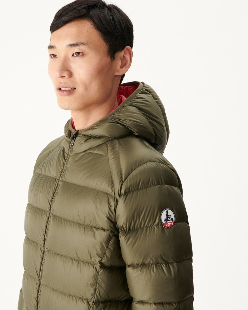 Olive JOTT Extreme Cold Nat Hooded Men's Down Jackets | FSL-0296