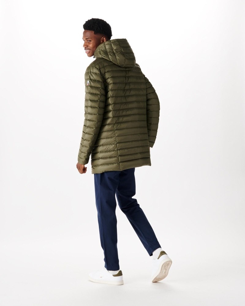 Olive JOTT Florent Lightweight Hooded Men's Down Jackets | CUQ-3856