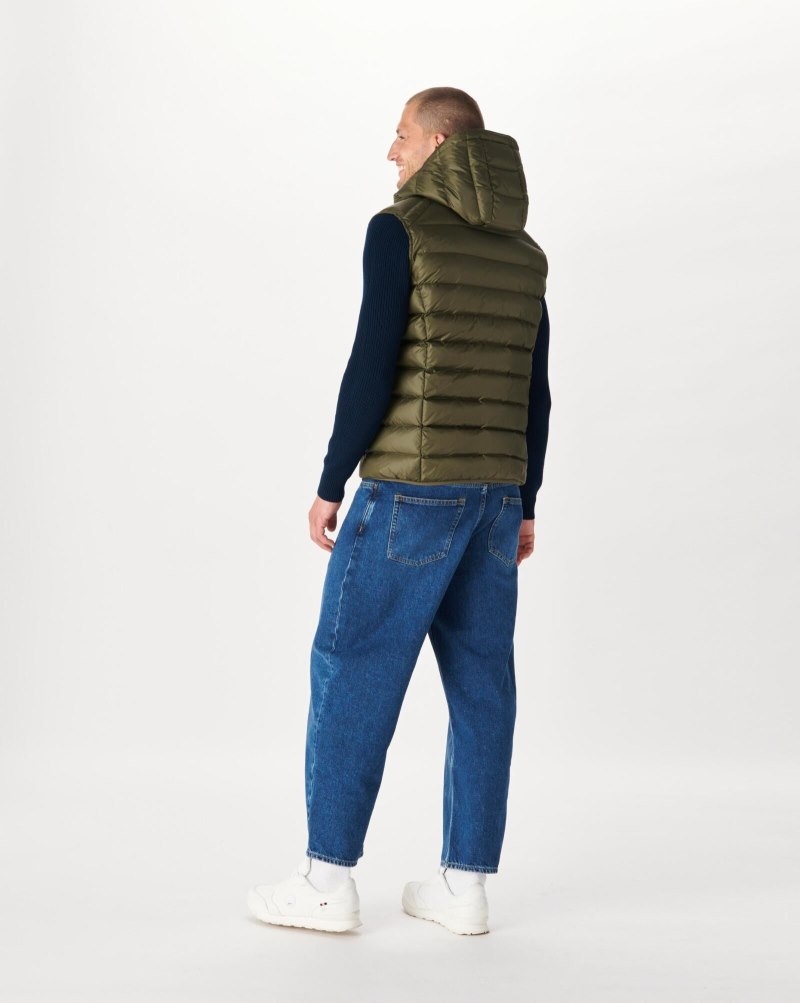 Olive JOTT Grand Cold Sleeveless Men's Down Jackets | YWF-4740