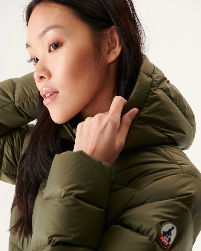 Olive JOTT Jane Straight Hooded Women's Puffer Jackets | TRR-1921