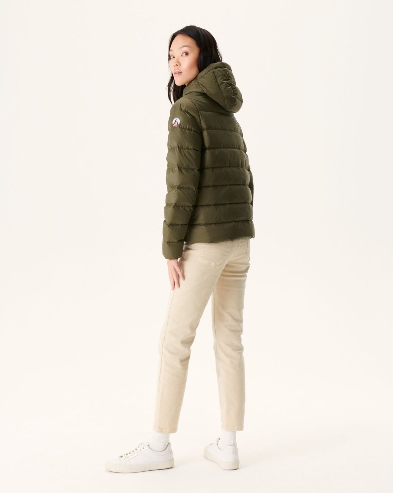 Olive JOTT Jane Straight Hooded Women's Puffer Jackets | TRR-1921