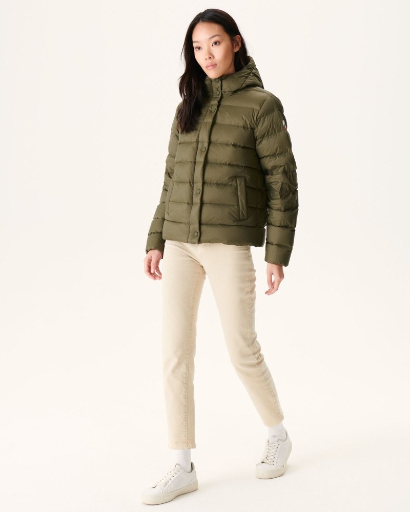 Olive JOTT Jane Straight Hooded Women's Puffer Jackets | TRR-1921