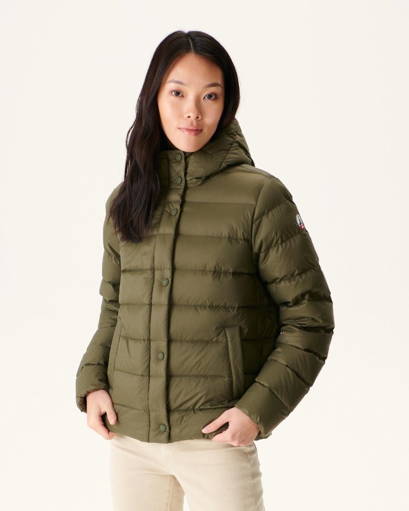 Olive JOTT Jane Straight Hooded Women\'s Puffer Jackets | TRR-1921