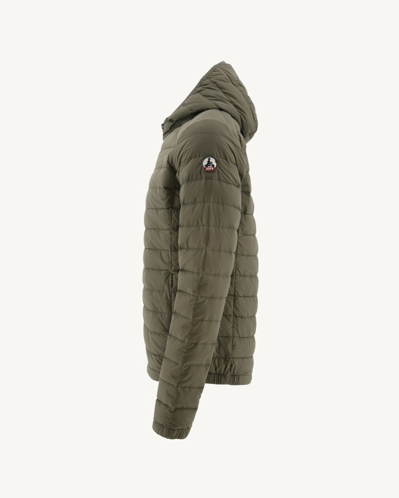 Olive JOTT Lenny Lightweight Hooded Men's Puffer Jackets | EDH-9422