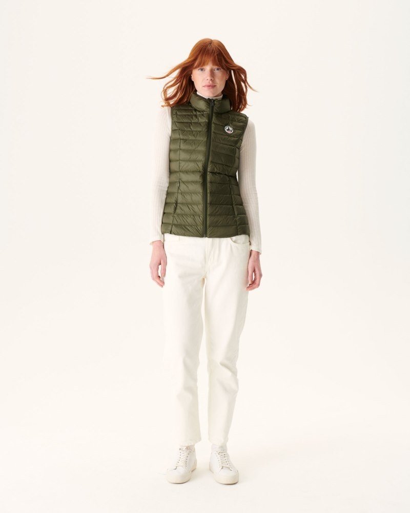 Olive JOTT Lightweight Sleeveless Seda Women's Down Jackets | PNI-4106