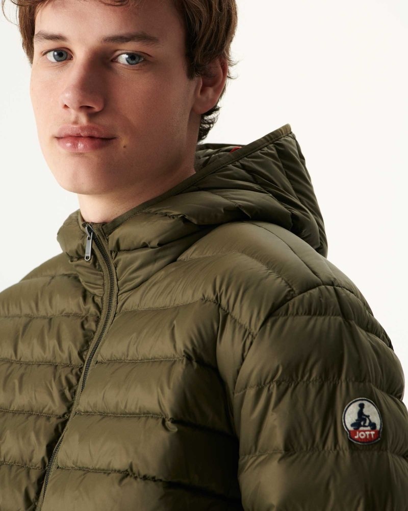 Olive JOTT Luc Long Men's Down Jackets | MBQ-1242